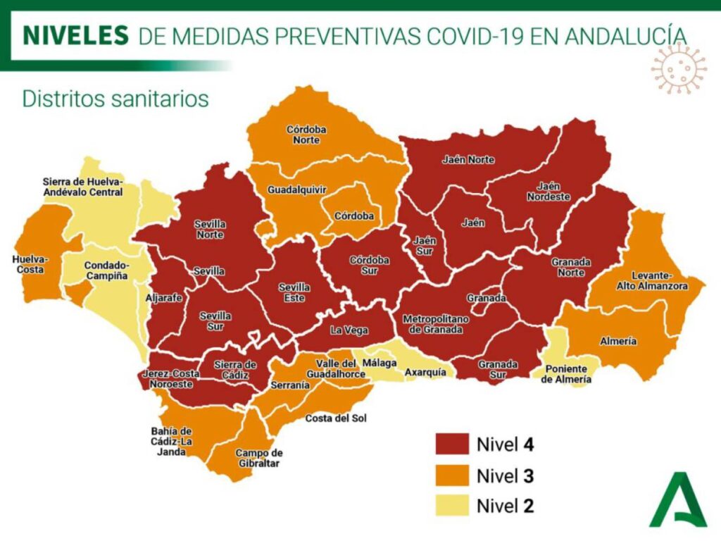 Andalusische Gemeinden Risikostufen