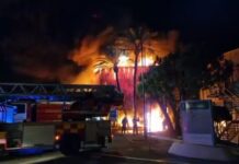 Feuer im Hafen von Marbella
