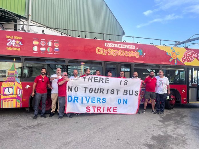 Streik Málaga Touristenbus