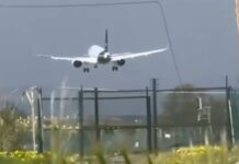 Während Sturm Leonardo: Lufthansa-Flugzeug musste Landung in Málaga abbrechen Sturm Flughafen Málaga