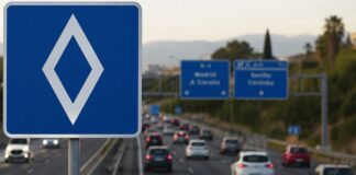 Verkehrszeichen mit Raute in Spanien